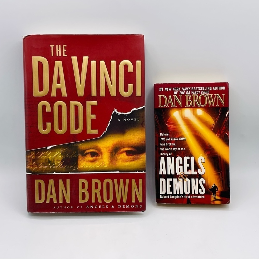 Dan Brown Lot of 2 Books The Da Vinci Code Hardcover + Angels & Demons Paperback
